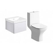 Cosmos 500mm Basin Unit & Rimless Close Coupled WC Pack - Matt White