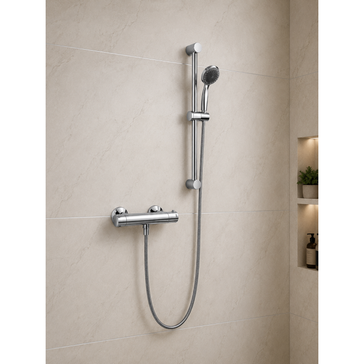 Elara Low Pressure Thermostatic Bar Mixer Shower - Chrome