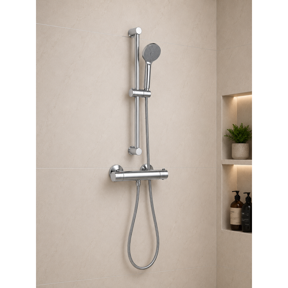 Exposed Mixers Chrome DICM0574 Terra Cool-Touch Thermostatic Bar Mixer Shower - Chrome