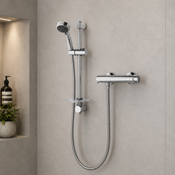 Triton Dene Cool-Touch Thermostatic Bar Mixer Shower - Chrome