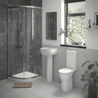 Full Quadrant Suite, 900mm 2 Door Easy-Fit Quadrant, Tray, Shower Valve, Pedestal Basin and Close Coupled WC
