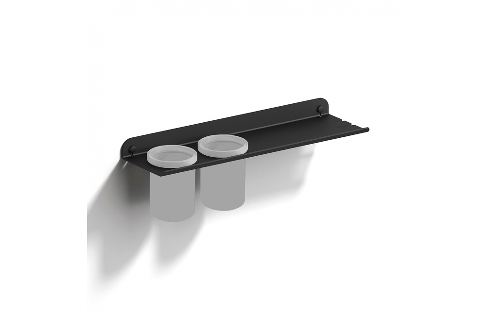 Origins Living Quick Shelf with Double Large Tumbler  - Black/White Frosted 185351