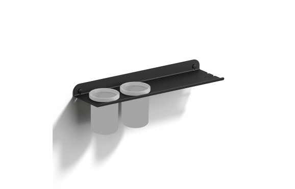 Origins Living Quick Shelf with Double Large Tumbler  - Black/White Frosted 185351