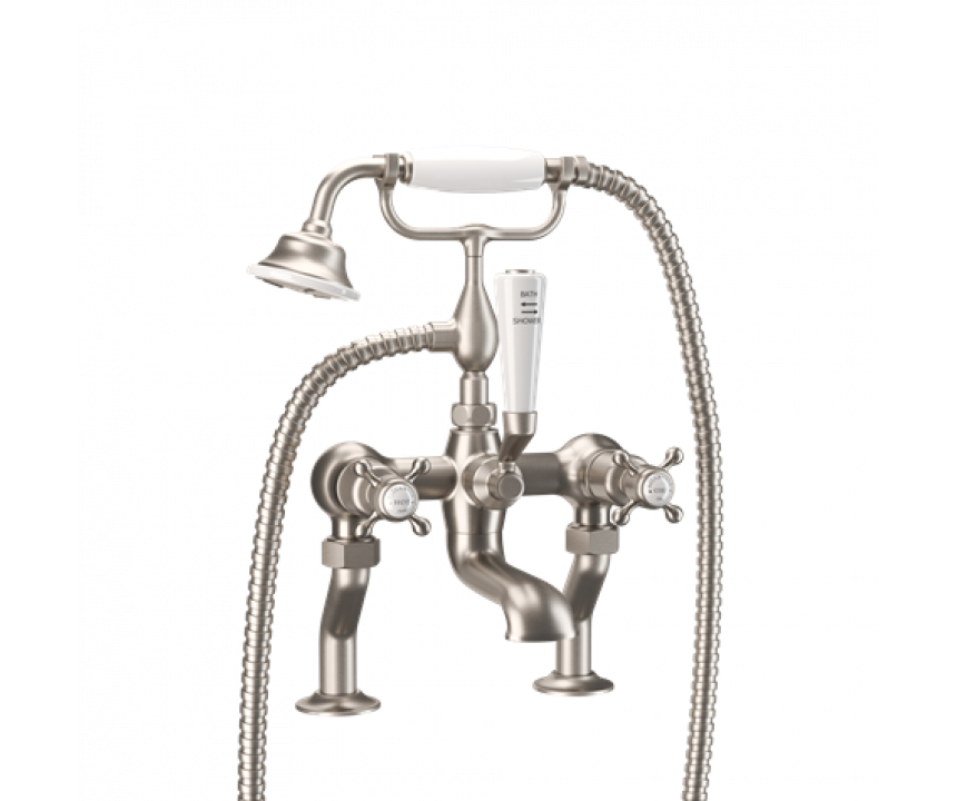 Crosswater Belgravia Crosshead Bath Shower Mixer With Kit Brushed Nickel