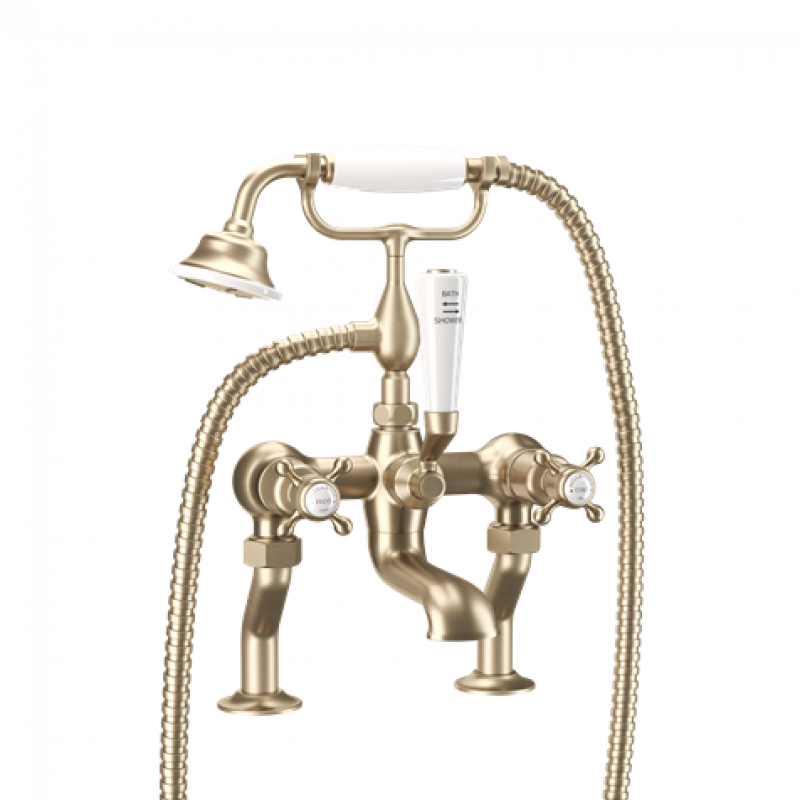 Crosswater Belgravia Crosshead Bath Shower Mixer With Kit Brushed Brass