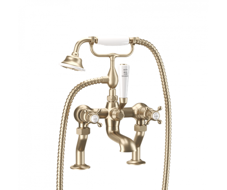 Crosswater Belgravia Crosshead Bath Shower Mixer With Kit Brushed Brass