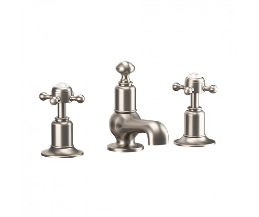 Crosswater Belgravia Crosshead Basin 3 Hole Set Deck Mounted Brushed Nickel