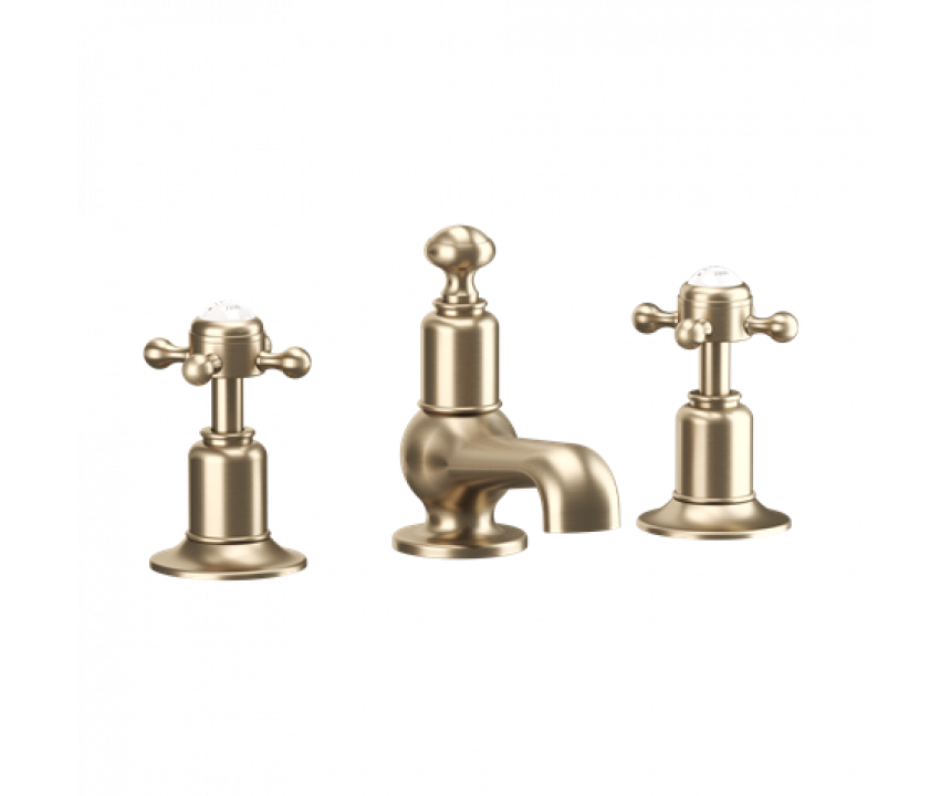 Crosswater Belgravia Crosshead Basin 3 Hole Set Deck Mounted Brushed Brass