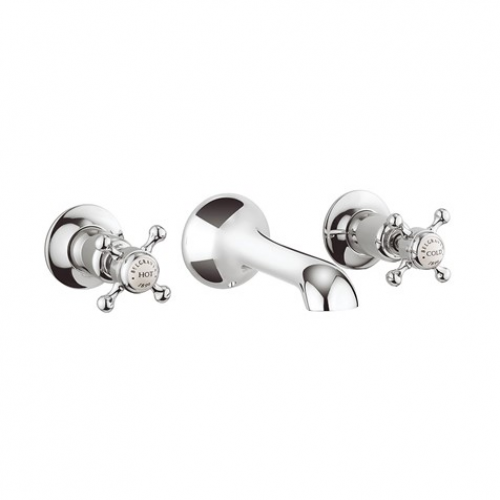 Crosswater Belgravia Crosshead Basin 3 Hole Set Wall Mounted Chrome