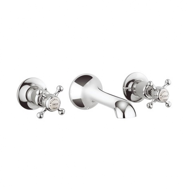 Crosswater Belgravia Crosshead Basin 3 Hole Set Wall Mounted Chrome