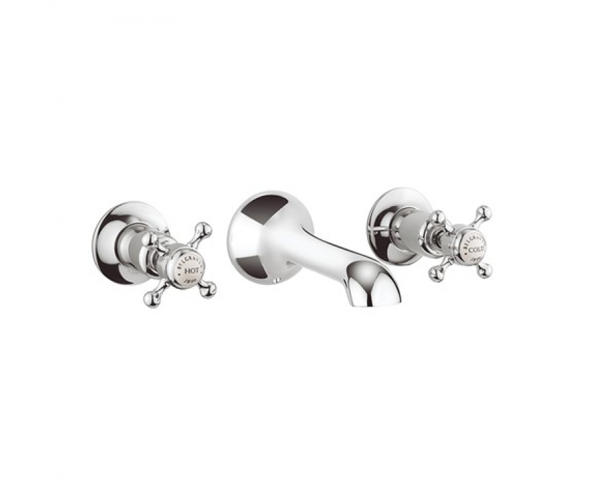 Crosswater Belgravia Crosshead Basin 3 Hole Set Wall Mounted Chrome