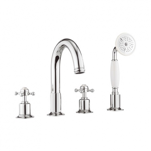 Crosswater Belgravia Crosshead Bath 4 Hole Set with Kit Chrome