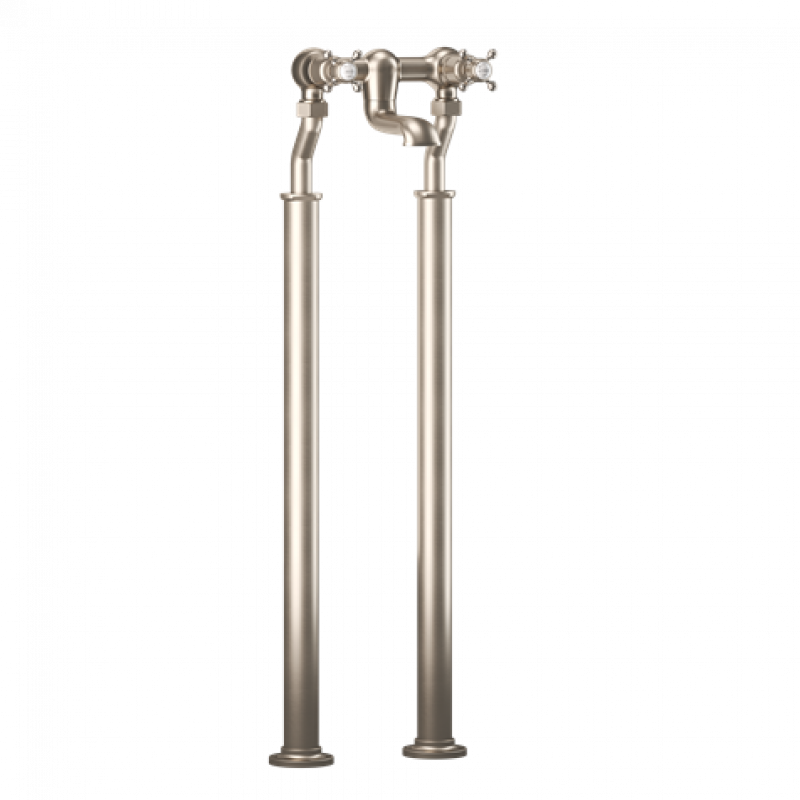 Crosswater Belgravia Crosshead Bath Filler with Legs Brushed Nickel