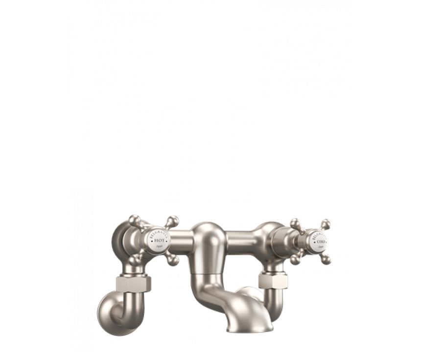 Crosswater Belgravia Crosshead Bath Filler with Wall Unions Brushed Nickel