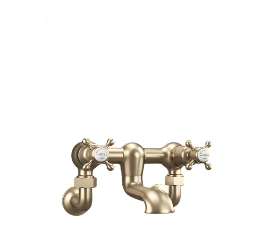 Crosswater Belgravia Crosshead Bath Filler with Wall Unions Brushed Brass