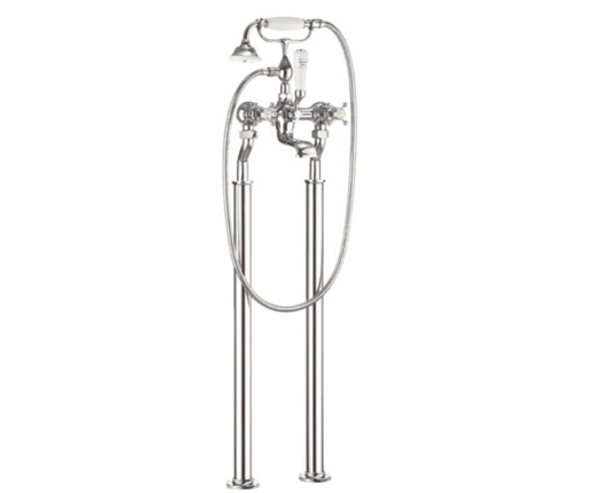 Crosswater Belgravia Crosshead Bath Shower Mixer with Kit & Legs Brushed Nickel