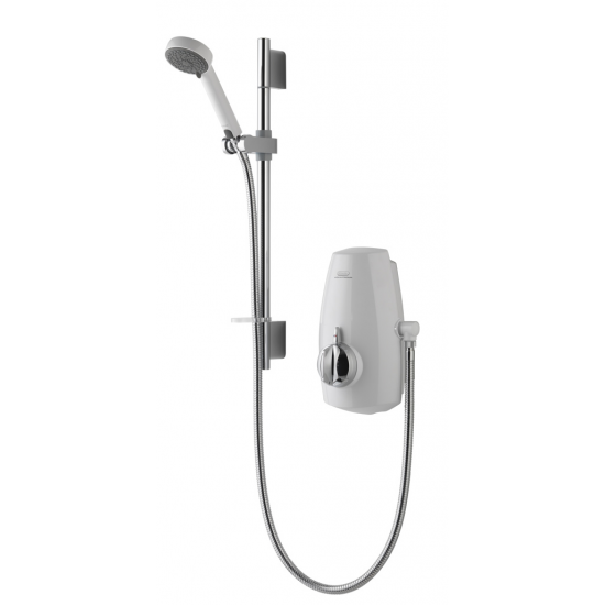 Aqualisa Aquastream Power Shower with Adjustable Head - White/Chrome