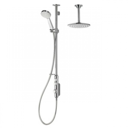 Aqualisa iSystem 23 Smart Dual Outlet Exposed with Riser Rail & Ceiling Head (HP/Combi ) - Chrome