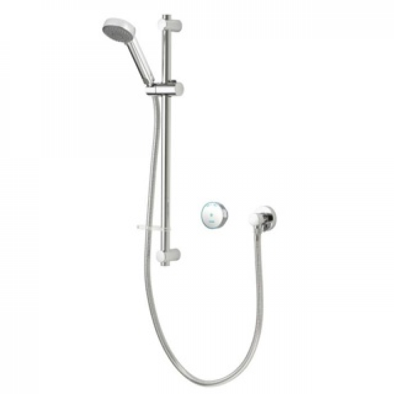 Aqualisa Quartz 23 Blue Smart Concealed with 90mm Adjustable Head & Riser Rail  (HP/Combi) - Chrome