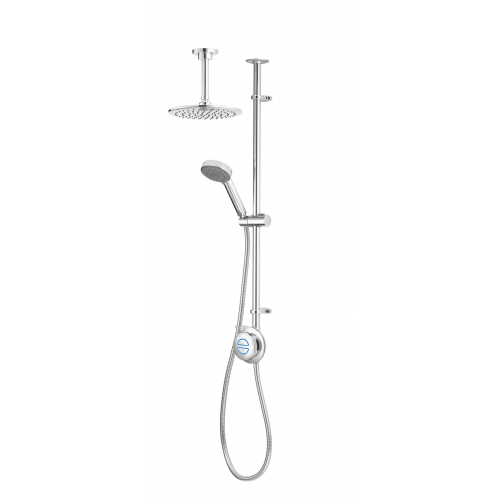 Quartz 23 Classic Digital Exposed Shower, Riser Rail Kit & Ceiling Arm & Head (HP/Combi) - Chrome
