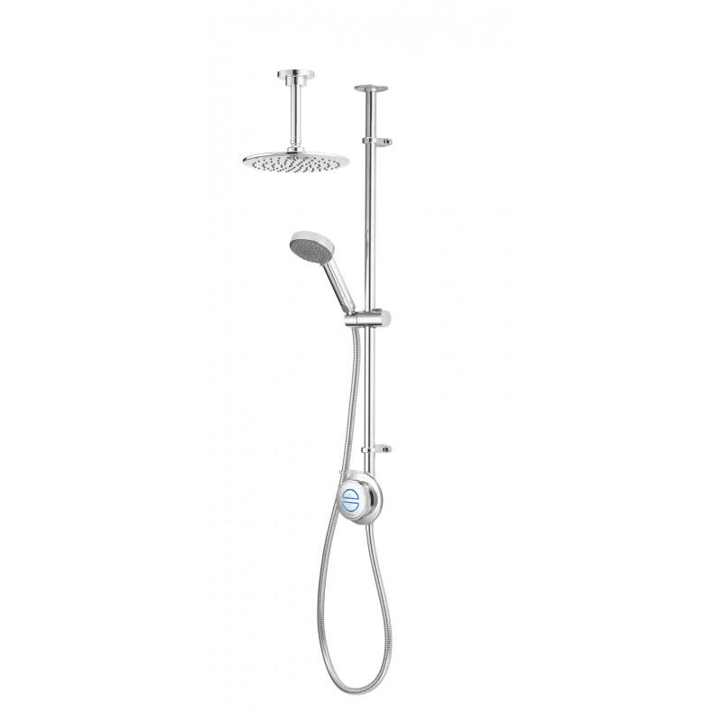 Quartz 23 Classic Digital Exposed Shower, Riser Rail Kit & Ceiling Arm & Head (HP/Combi) - Chrome