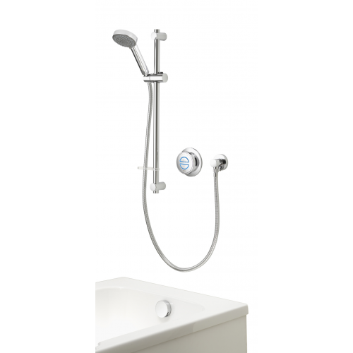 Quartz 23 Classic Digital Shower with Bath Overflow Filler & Riser Rail Kit (Gravity Pumped) - CH
