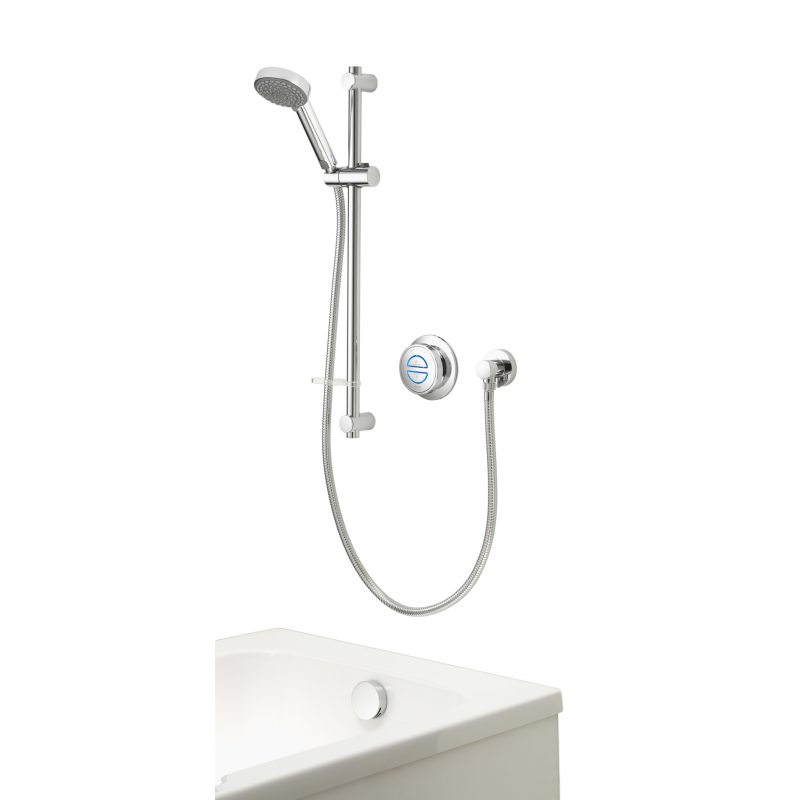 Quartz 23 Classic Digital Shower with Bath Overflow Filler & Riser Rail Kit (Gravity Pumped) - CH