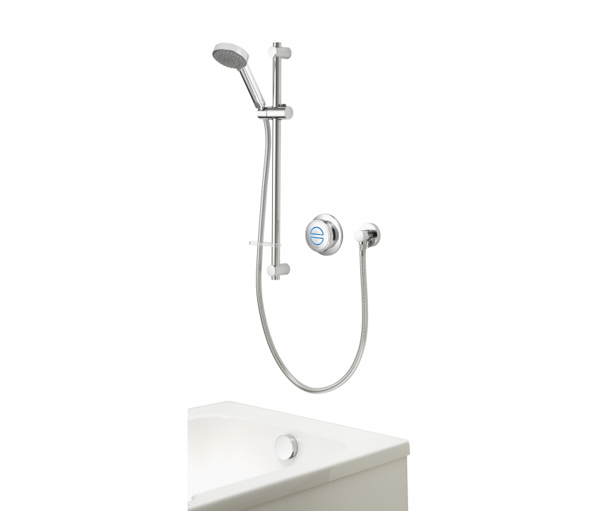 Quartz 23 Classic Digital Shower with Bath Overflow Filler & Riser Rail Kit (Gravity Pumped) - CH