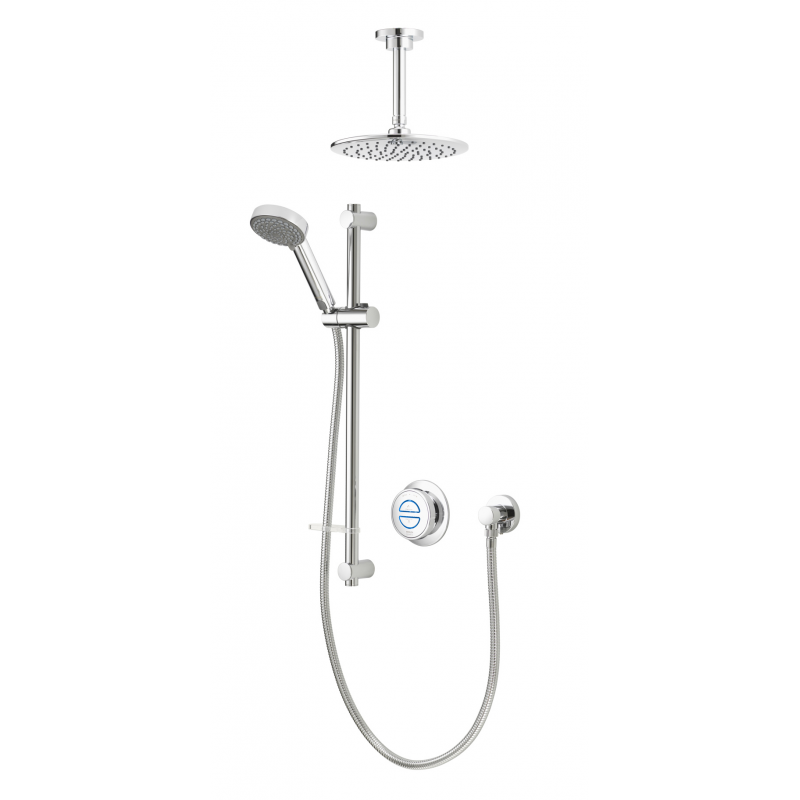 Quartz 23 Classic Digital Shower, Riser Rail Kit & Ceiling Arm with Head (HP/Combi) - Chrome