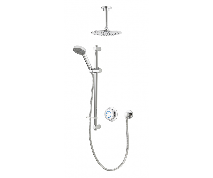 Quartz 23 Classic Digital Shower, Riser Rail Kit & Ceiling Arm with Head (HP/Combi) - Chrome