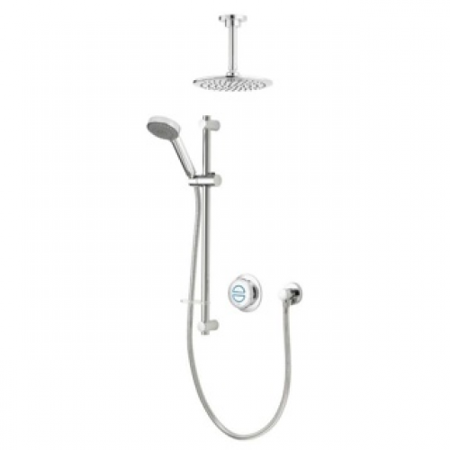 Quartz 23 Classic Digital Shower, Riser Rail with Adjustable Head & Ceiling Head (Gravity) - Chrome