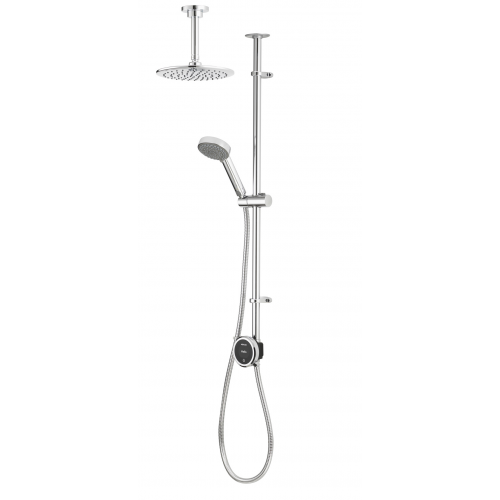 Quartz Touch 23 Digital Shower, Riser Rail Kit with Ceiling Arm & Head (Gravity Pumped) - Chrome