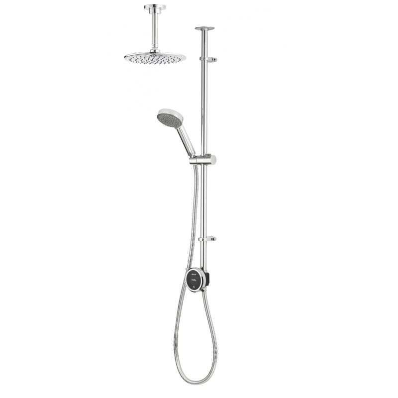 Quartz Touch 23 Digital Shower, Riser Rail Kit with Ceiling Arm & Head (Gravity Pumped) - Chrome