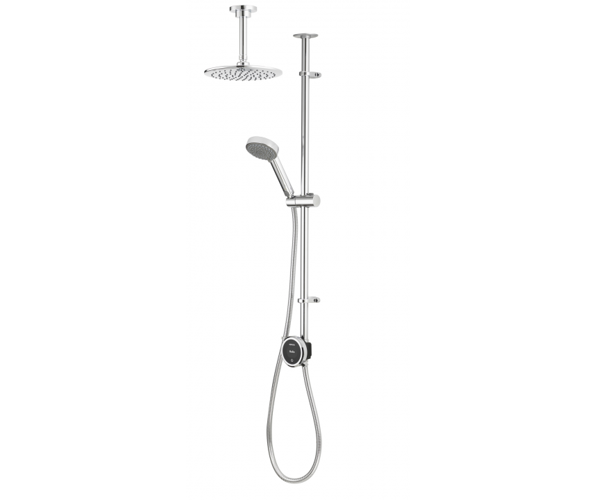 Quartz Touch 23 Digital Shower, Riser Rail Kit with Ceiling Arm & Head (Gravity Pumped) - Chrome