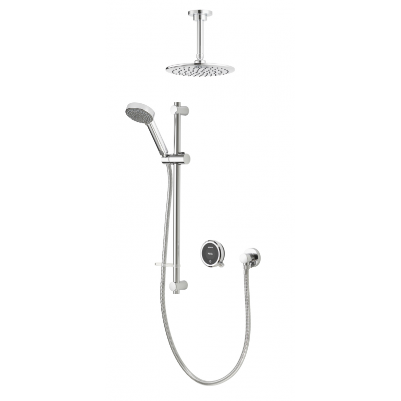 Quartz Touch 23 Digital Shower, Riser Rail Kit, Ceiling Arm & Head (Gravity Pumped) - Chrome