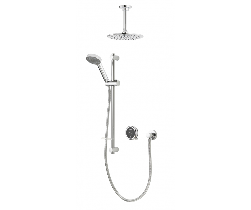 Quartz Touch 23 Digital Shower, Riser Rail Kit, Ceiling Arm & Head (Gravity Pumped) - Chrome