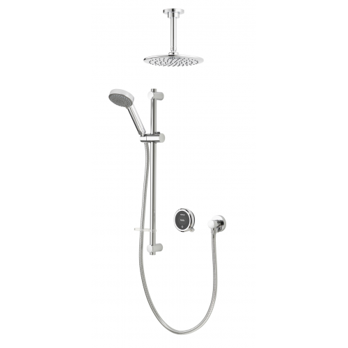 Quartz Touch 23 Digital Shower, Riser Rail Kit, Fixed Ceiling Arm & Head (HP/Combi) - Chrome