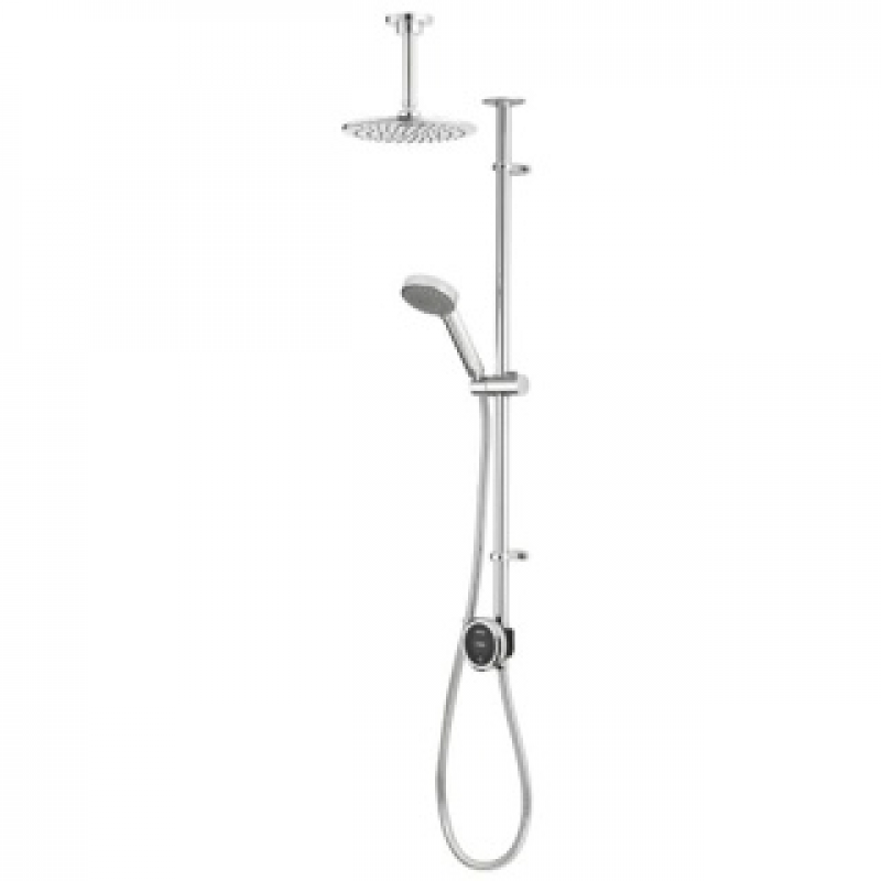 Quartz Touch 23 Divert Exposed Valve with Fixed Head, Ceiling Arm & Riser Rail (HP/Combi) - Chrome