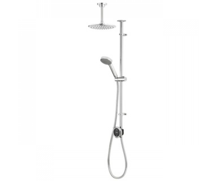 Quartz Touch 23 Divert Exposed Valve with Fixed Head, Ceiling Arm & Riser Rail (HP/Combi) - Chrome