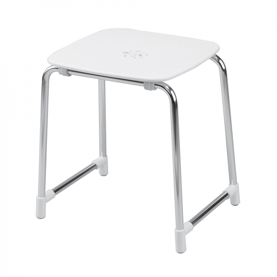 Origins Living Prima Classe Bathroom Stool - White/Chrome 6072-23 Origins Living Prima Classe Bathroom Stool - White/Chrome 6072-23