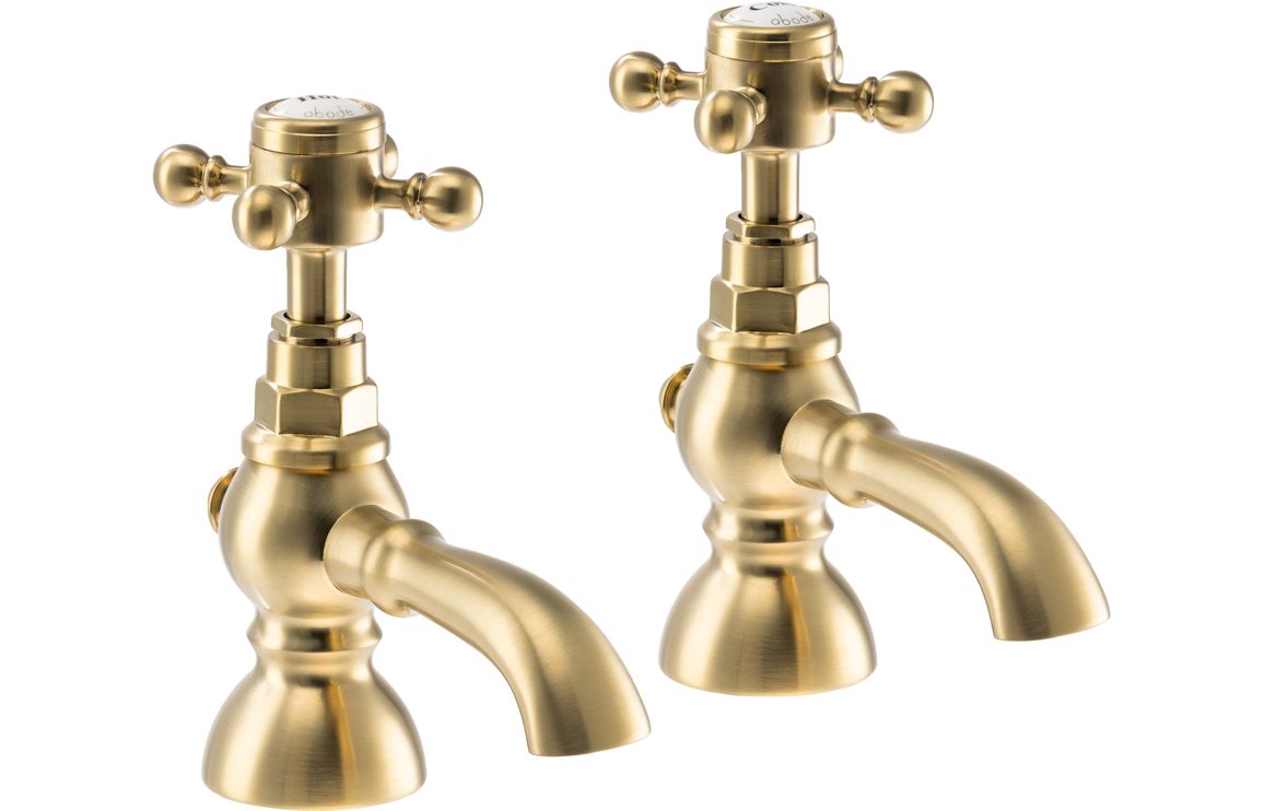 Abode Sentiment Bath Pillar Taps - Brushed Brass Abode Sentiment Bath Pillar Taps - Brushed Brass