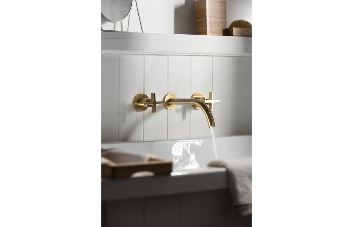Abode Serenitie Wall Mounted Basin/Bath Mixer - Antique Brass Abode Serenitie Wall Mounted Basin/Bath Mixer - Antique Brass