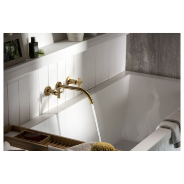 Abode Serenitie Wall Mounted Basin/Bath Mixer - Antique Brass