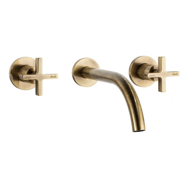Abode Serenitie Wall Mounted Basin/Bath Mixer - Antique Brass Bathroom Taps Abode Serenitie Wall Mounted Basin/Bath Mixer - Antique Brass Bathroom Taps