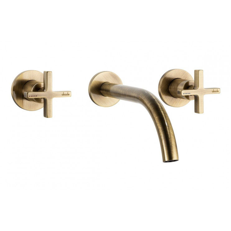 Abode Serenitie Wall Mounted Basin/Bath Mixer - Antique Brass