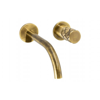 Abode Kite Wall Mounted Basin Mixer - Antique Brass Bathroom Taps