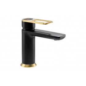 Abode Levarto Basin Mixer - Matt Black & Brass