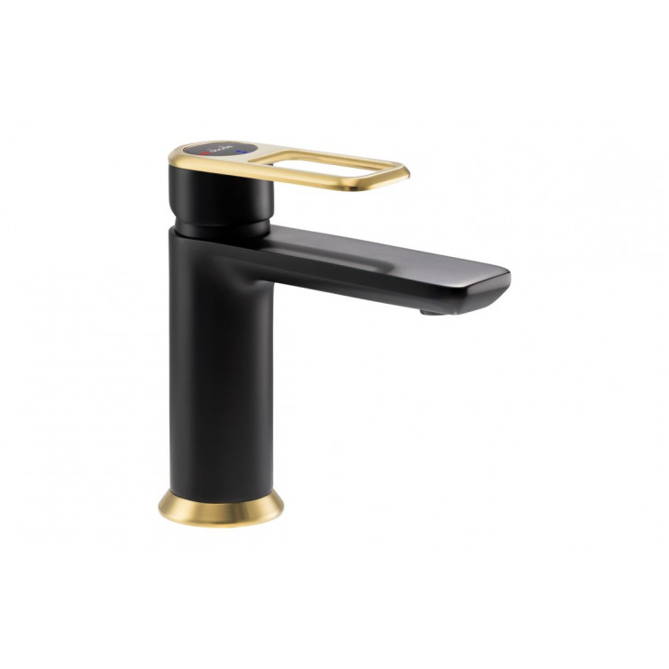 Abode Levarto Basin Mixer - Matt Black & Brass