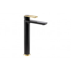 Abode Levarto Tall Basin Mixer - Matt Black & Brass