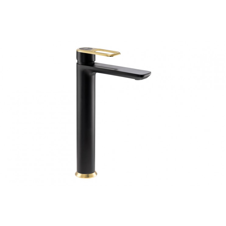 Abode Levarto Tall Basin Mixer - Matt Black & Brass